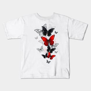 Flying Black and Red Morpho Kids T-Shirt